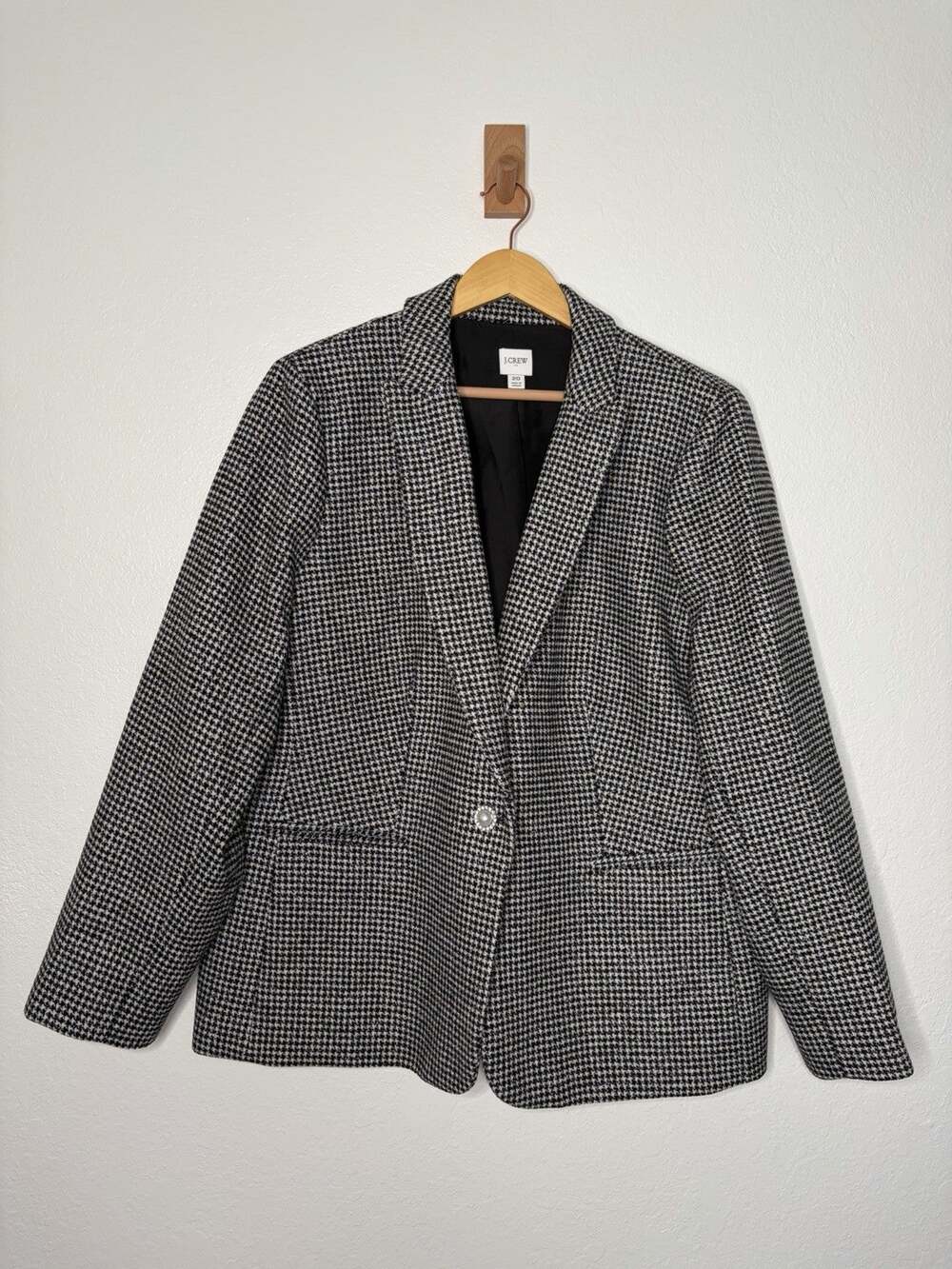 J. Crew Houndstooth Holiday 2024 Single Button Blazer Size 20 Dark Academia